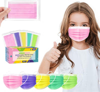 Face Masks for Kids, 50PCS Disposable Face Masks for Teens, Boys, and Grils, Breathable & Comfortable (5 Colors-50Pcs)